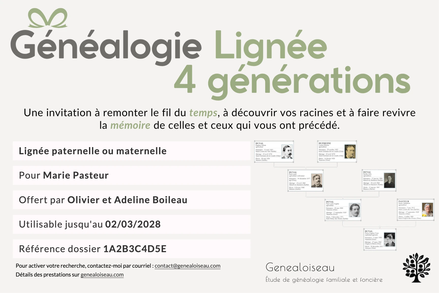 Pack cadeau généalogique