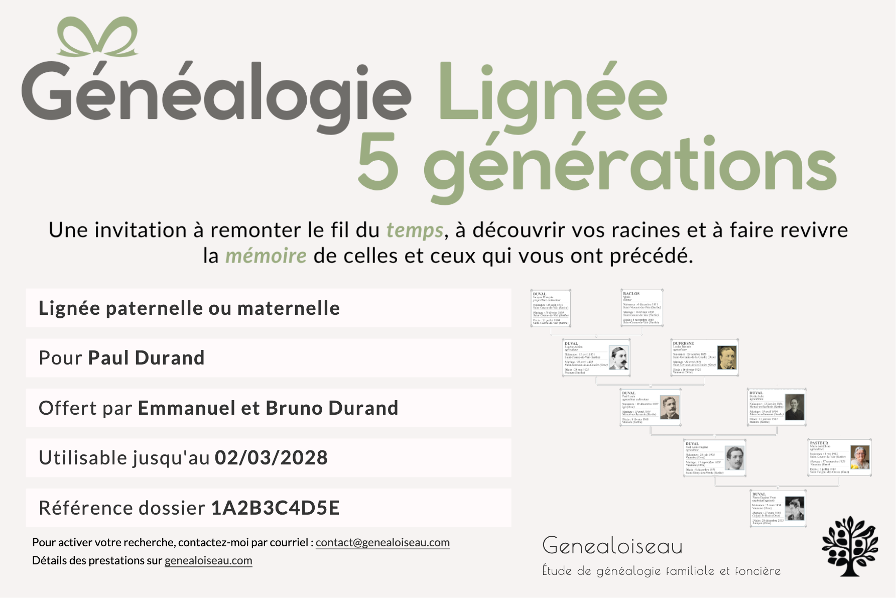 Pack cadeau généalogique