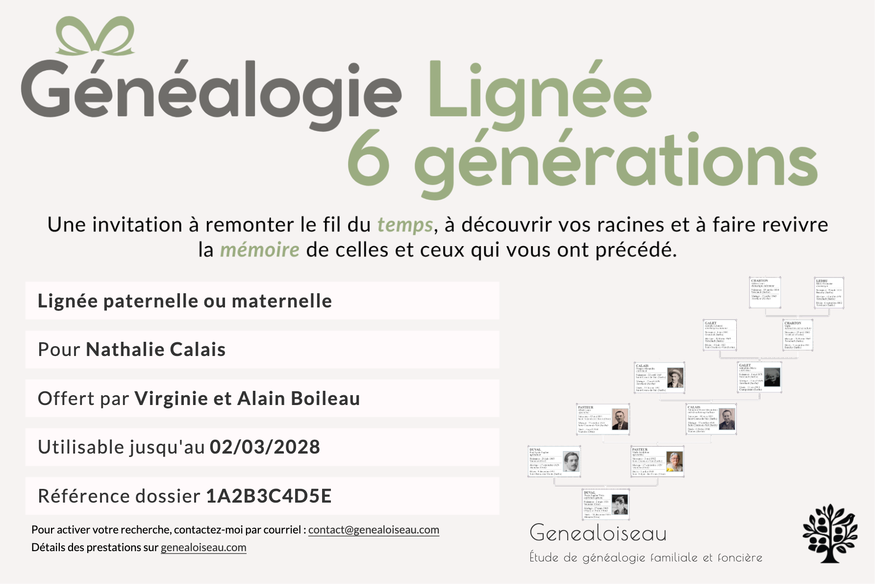 Pack cadeau généalogique