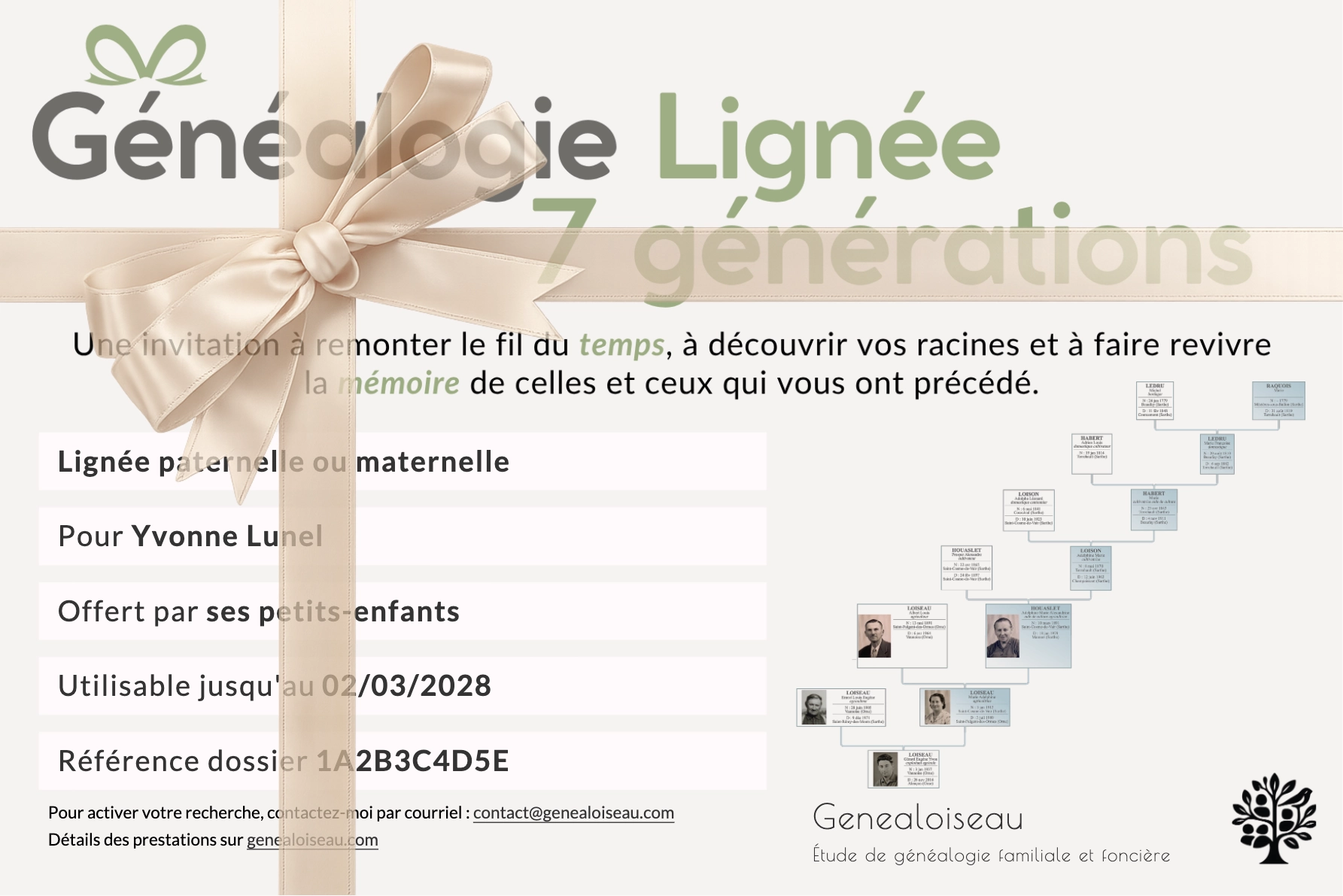 Carte cadeau généalogie - Pack prêt à offrir Genealoiseau